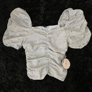 Baby Blue Short Puff Sleeve Top